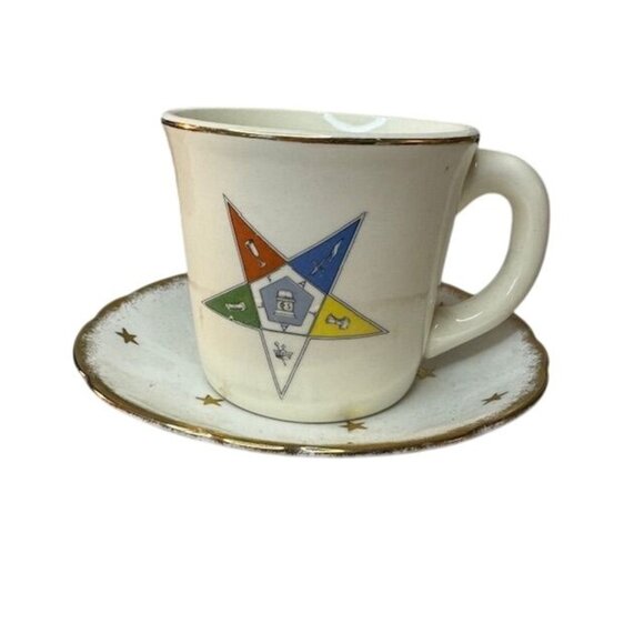Eastern Star Royal Stafford Coffee Cup & Saucer Set With Gold Trim - Picture 1 of 7